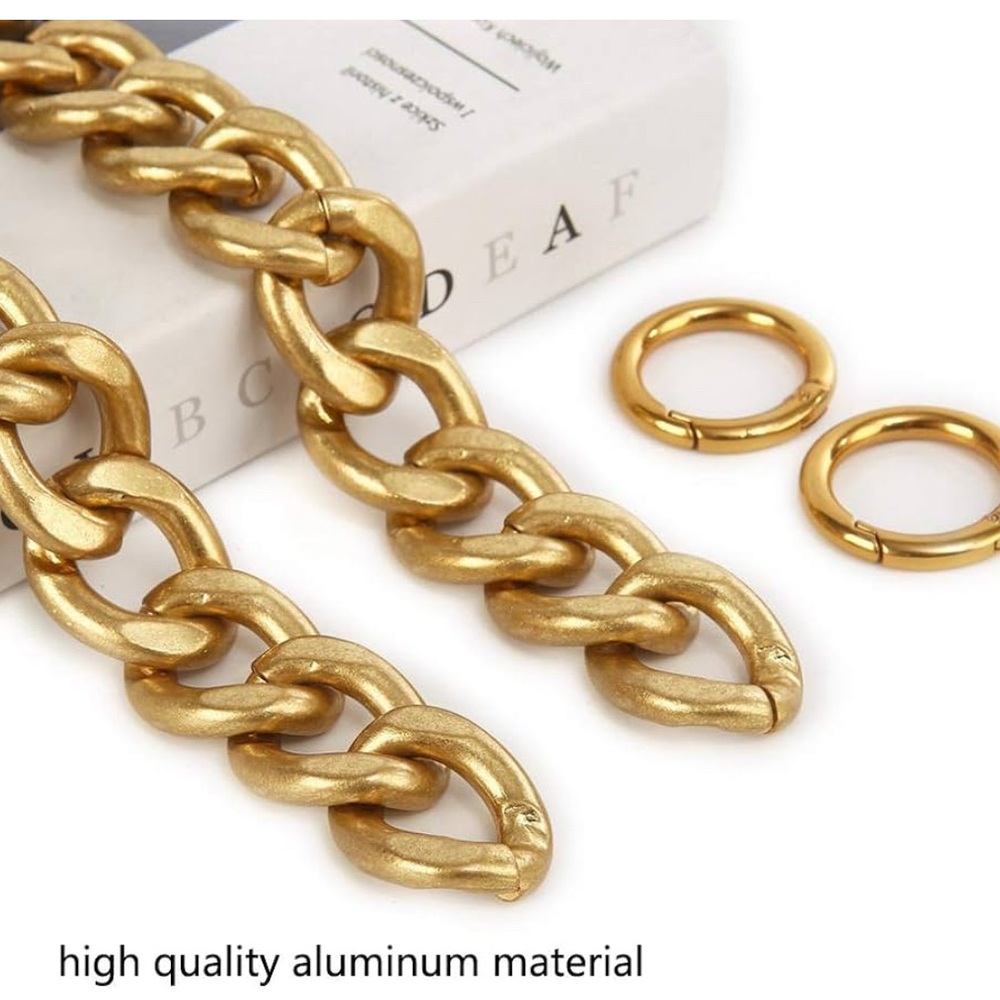 Heavy Chunky Aluminum Metal Purse Bag Chains Strap (Gold) - Picture 3 of 6